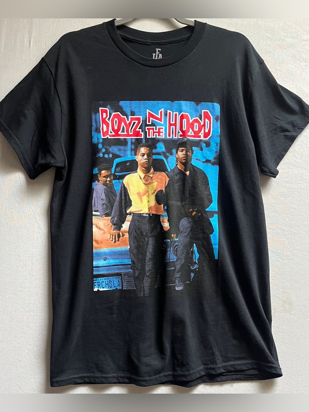 Boyz N the Hood Black Graphic Tee Shirt Blue Red Print Sz M